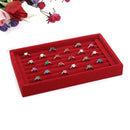 Velvet Earrings Ear Studs Display Stand Holder Organizer Rack (Red)