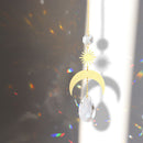 Hanging Crystal Light Catcher Metal Moon Sun Garden Wall Wind Chime (60) Newly