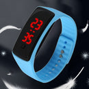 LED Silicone Bracelet Digital Children Men Women Sport Wrist Watch (Blue) Newly