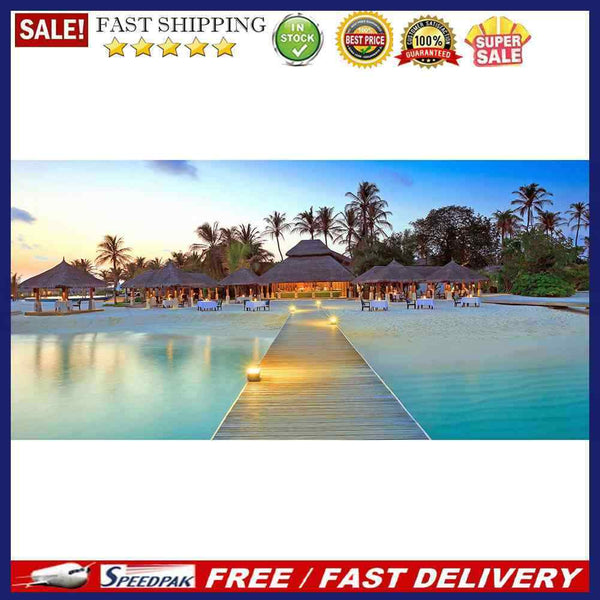 Beach Villa DIY 5D Full Round Diamond Painting Rhinestone Canvas Wall Art C