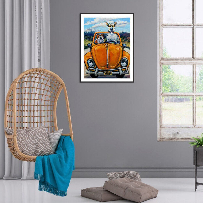 5D DIY Driving Dogs Full Square Drill Diamond Painting Kit Handicraft Art