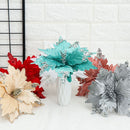 Home Decoration Poinsettia Xmas Gift Glitter Ornament Christmas Tree Flowers