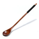 Long Handle Spoon Wood Soup Coffee Tea Kitchen Tableware (Old Paint Black)