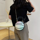 Fashion Round Basketball Shaped Womens Shoulder Bag Leather Chain Purse Handbags
