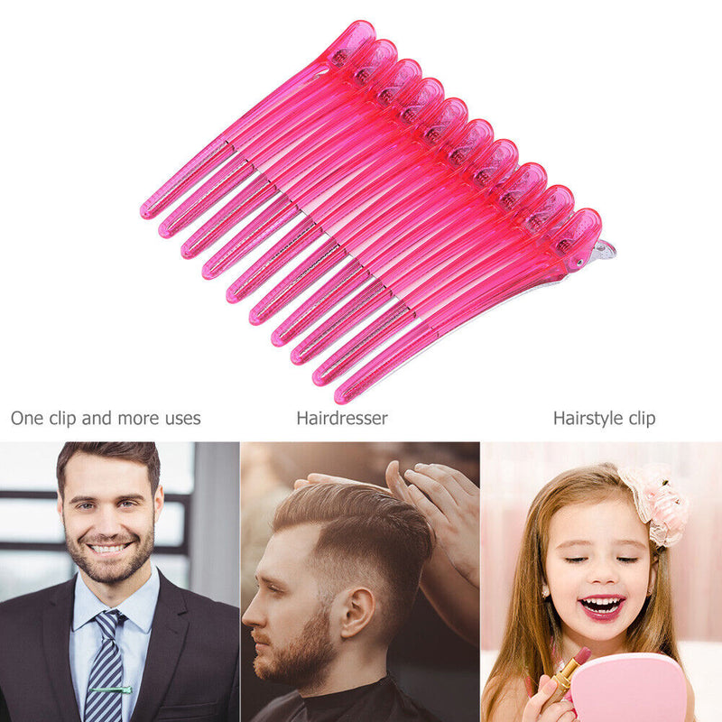 10pcs Hair Care Clips Stainless Steel Hairdressing Sectioning Clamp (Pink) Newly