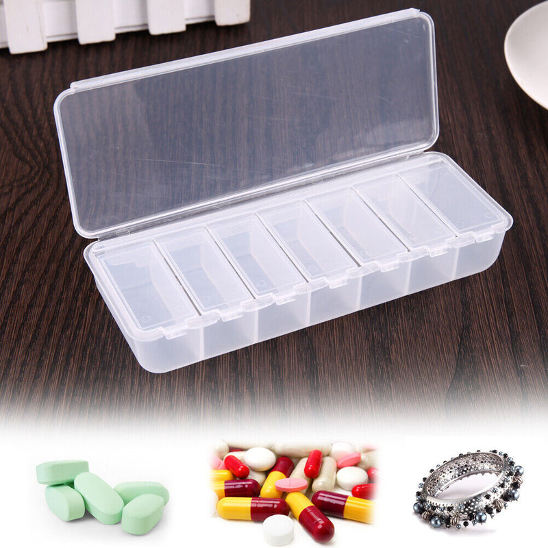 Large Travel Pill Cases Portable 7-Day Medicine Box Tablet Container(Clear)