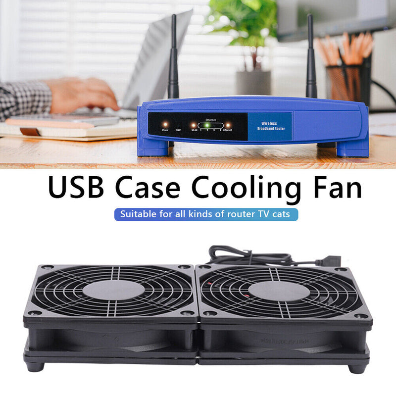 USB Wireless Router Set-Top Box Cooling Fan Quiet Heat Dissipation Dual Radiator