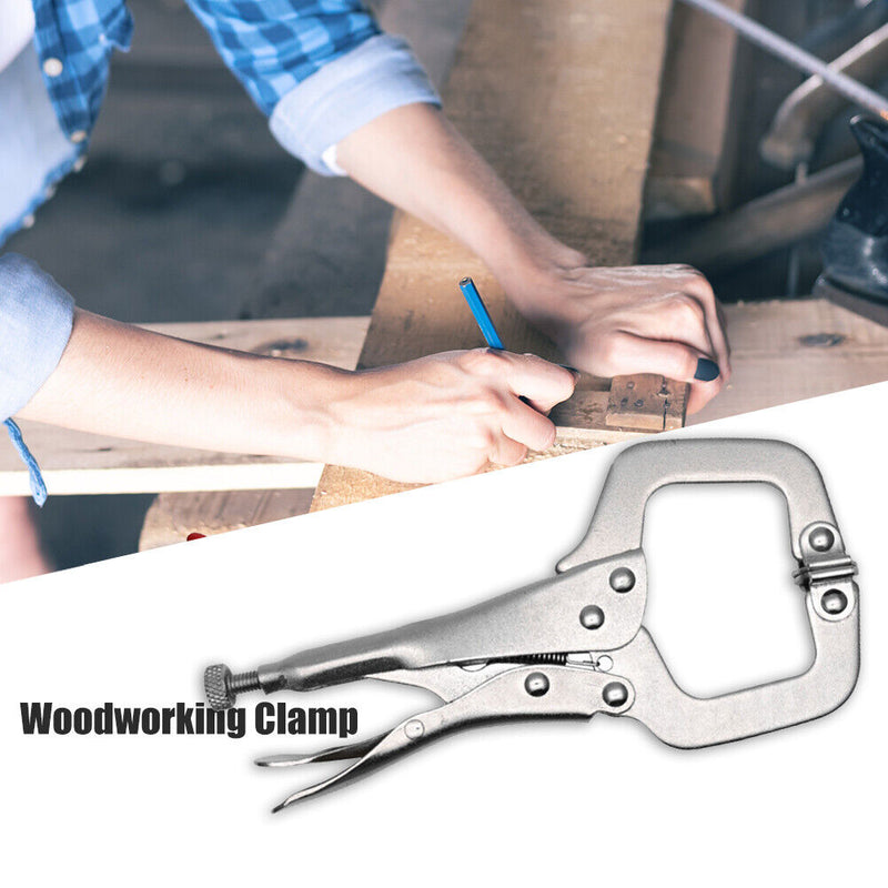 Carbon Steel Woodworking Welding C-Shaped Clamps Flat Locking Grip Pliers Newly