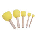 5pcs Children DIY Painting Sponge Brush Toys Wooden Handle Learning Tool Newly