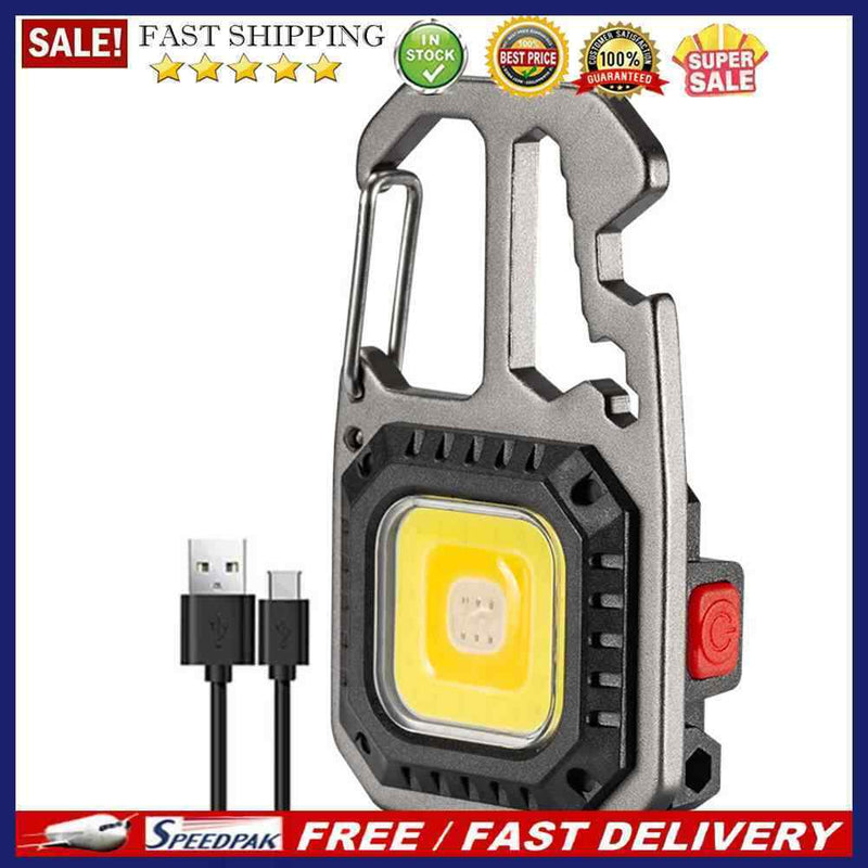 Mini LED Flashlight Keychain Rechargeable 500LM Can Opener Camping Work Light
