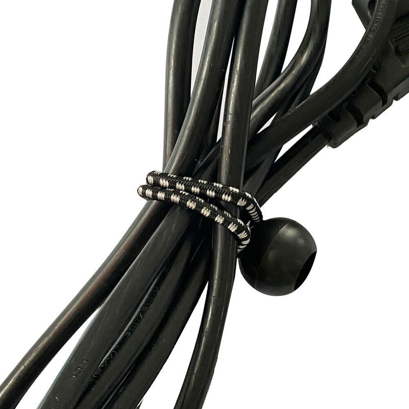 12pcs Camping Tent Binding Rope Outdoor Canopy Elastic Strap (Black White)