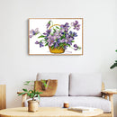 Partial Cross Stitch Kit Eco-cotton 2 Strands Stamped Purple Flower Home Decor