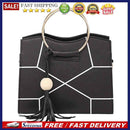 Women PU Leather Floral Printed Tassel Handbag Crossbody Shoulder(Black)