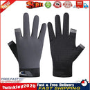 Fishing Gloves Anti-slip 2 Cut Finger Breathable Cycling Mitten (Grey) Newly