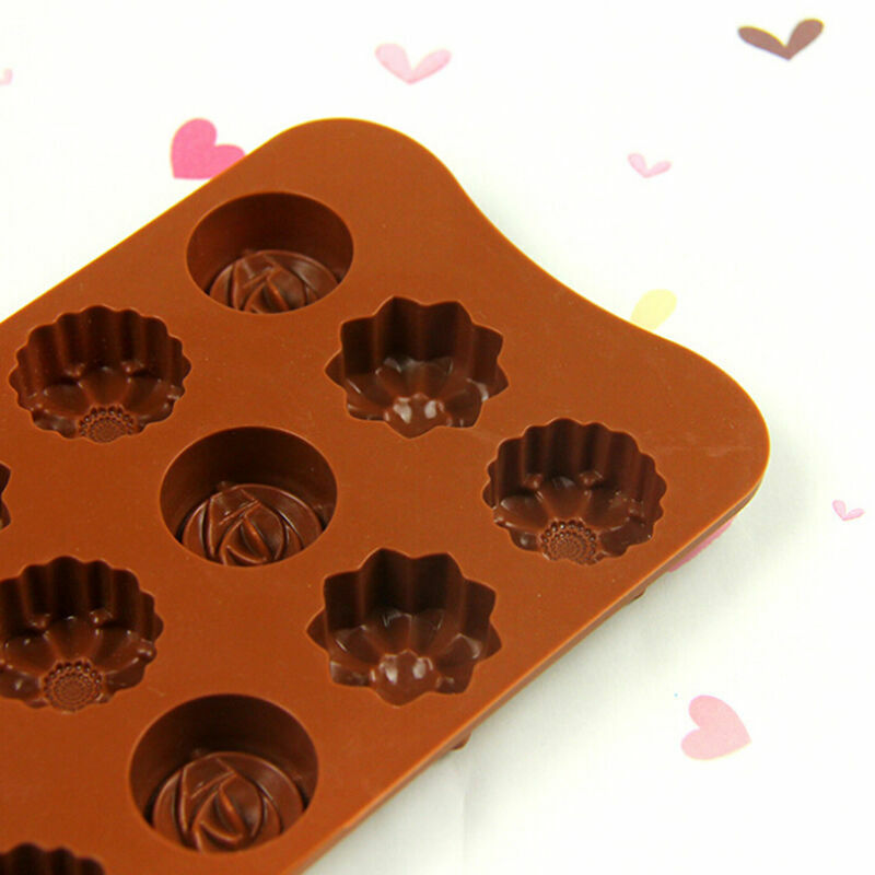 15Cavity Silicone Flower Rose Chocolate Cake Soap Mold Baking DIY Mould C0U9