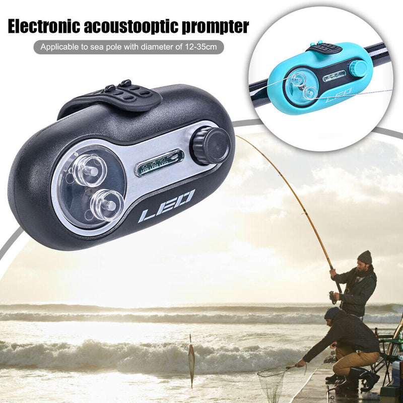 LED Fish Bite Alarm Sound Night Fishing Rod Tip Alert (Black Turntable)
