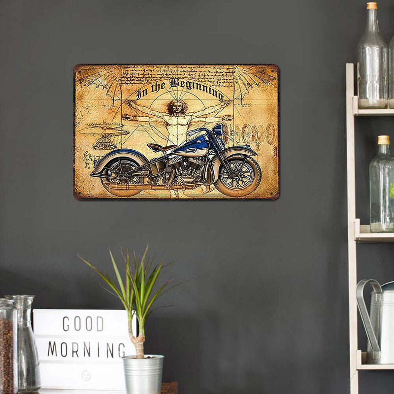 Retro Beginning Motorcycle Metal Plate Painting for Bar Pub Tin Wall Sign