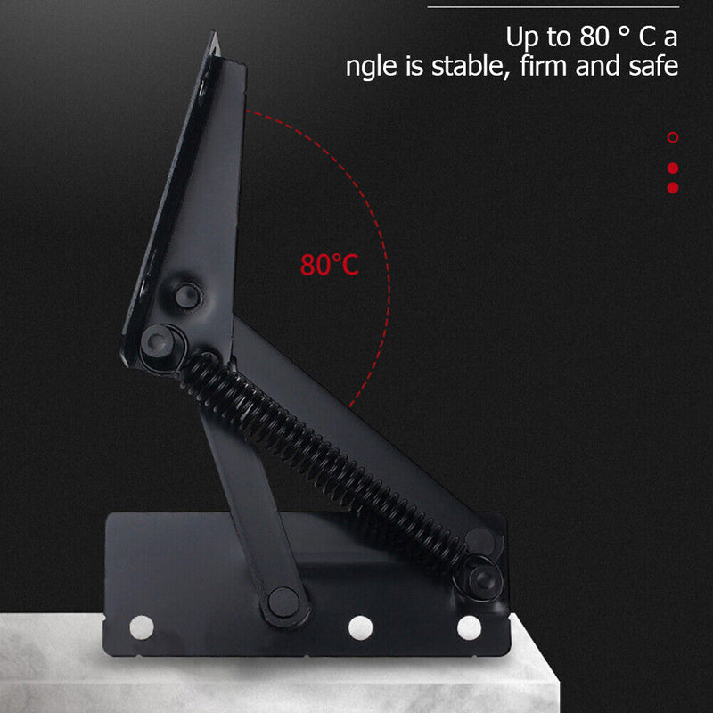 2pcs 80 Degree Folding Cabinet Door Lift Up Top Sofa Bed Spring Hinge Hardw