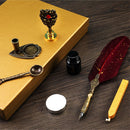 Retro with Nib Ink Bottle Calligraphy Feather Writing Dip Pen Kit (Red) Newly