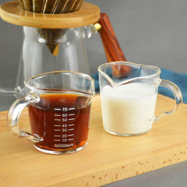 70ml Heat Resistant Double Spout Glass Coffee Measuring For Kitchen Home X9O2
