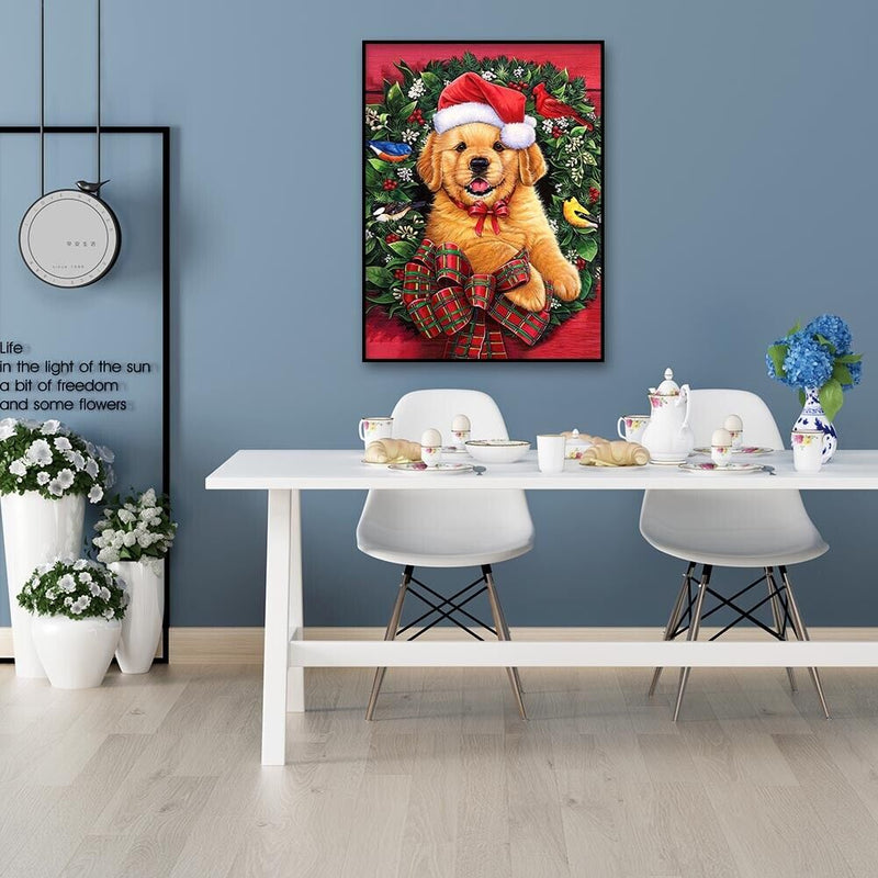 DIY Home 5D Diamond Painting Full Round Drill Christmas Dog Ornament Picture Kit