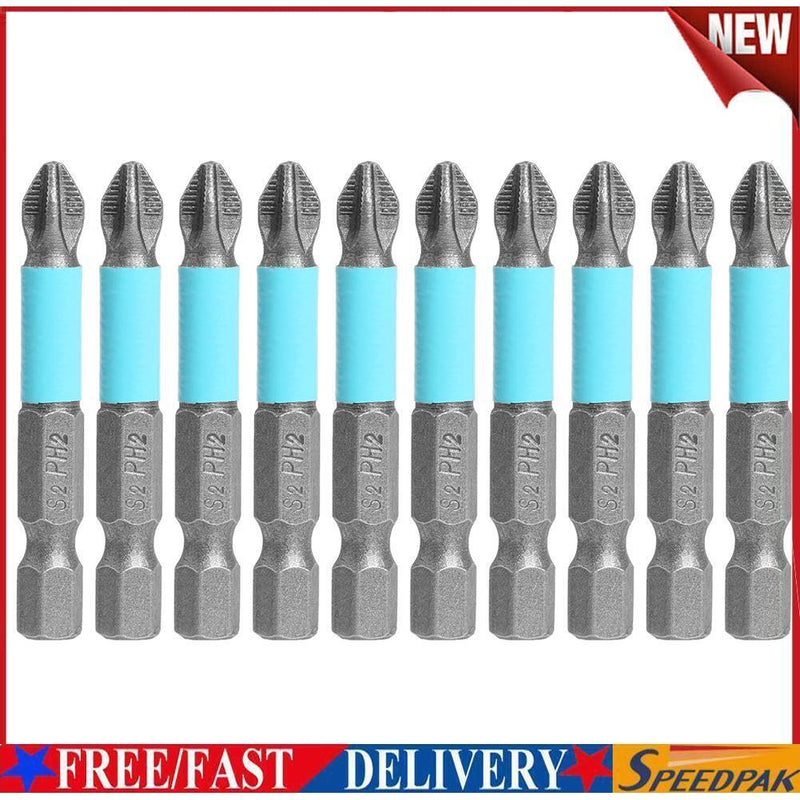 50mm PH2 Cross Head Drill S2 Electric Magnetic Screwdriver Bits (10pcs)