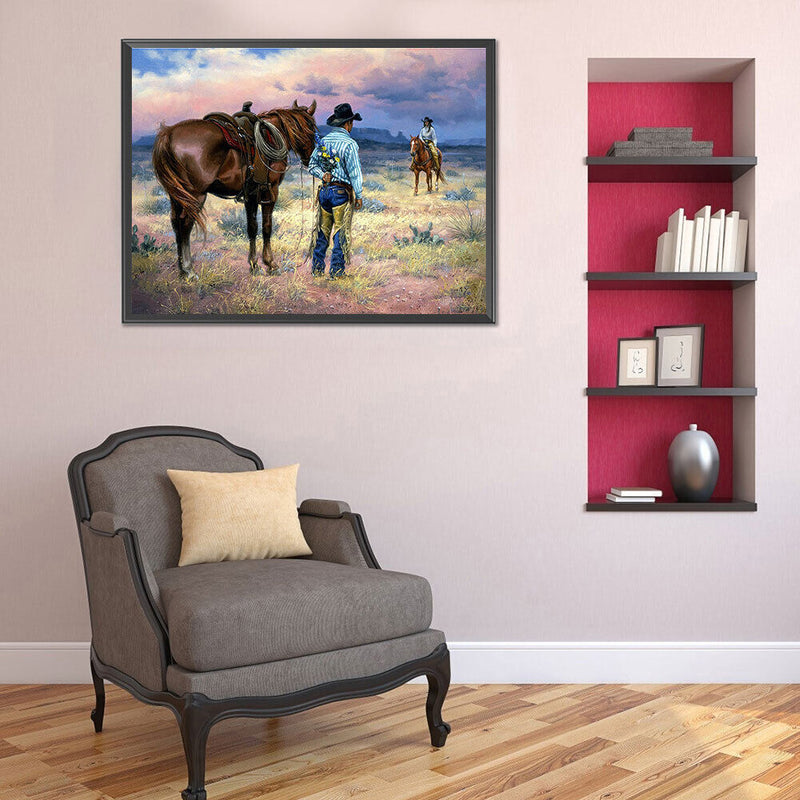 Cowboy Couple Oil Paint By Numbers Kits Canvas Picture Wall Art DIY Craft D
