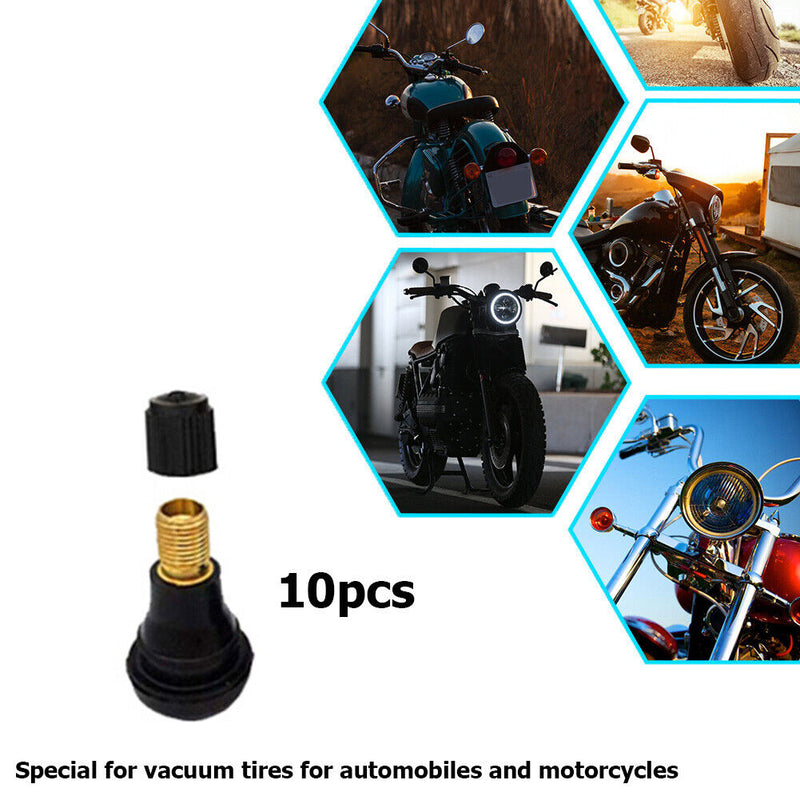 10pcs TR412 Tubeless Tire Valves Snap-in Rubber Valve Stems for Car Motorcy