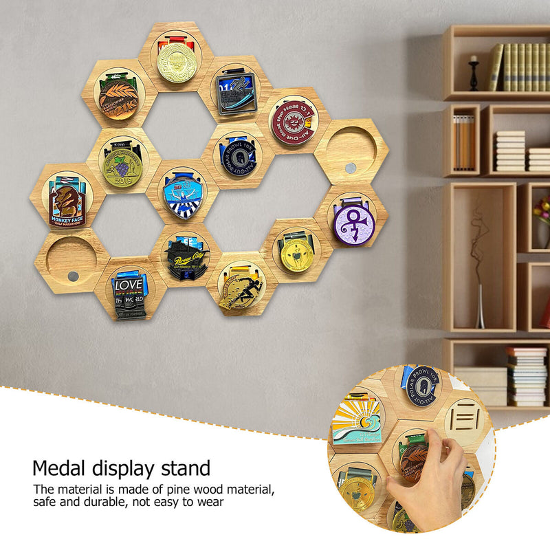 Medal Holder Display Hexagonal Honeycomb Combination Medal Display Stand 6 Pcs