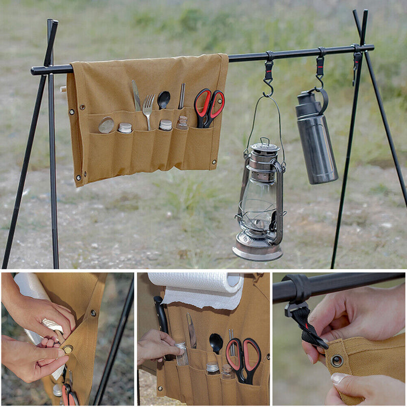 Portable Camping Dishes Storage Bag Rack Pouch BBQ Picnic Outdoor Wa