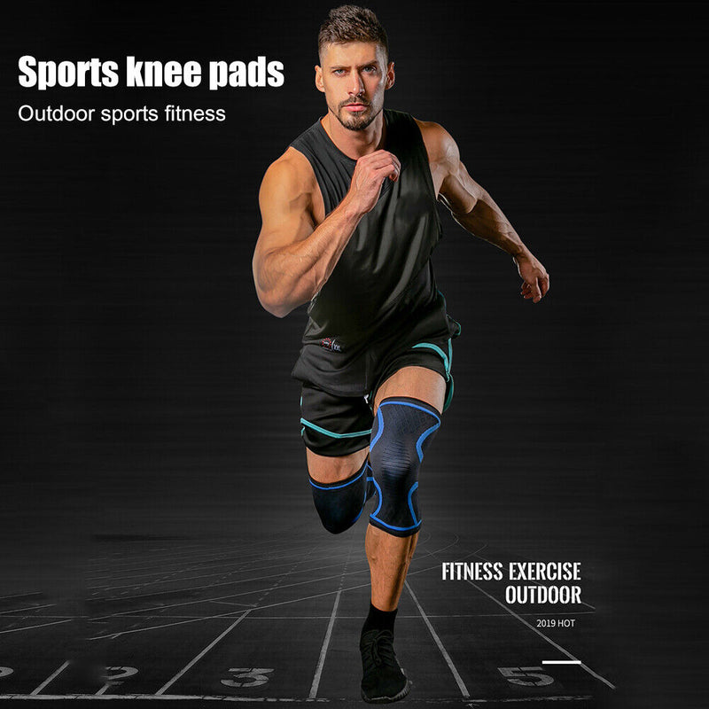 1pc Knitted Sports Compression Knee Protective Strap Knee Pad (Blue XL)