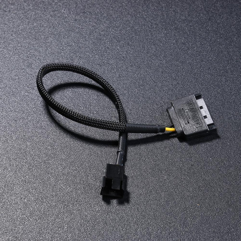 2pcs Sleeved SATA 15Pin to Small 4Pin Fan Power Adapter Extension Cable
