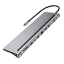 Reader USB Type-C Hub Rj45 Ethernet 4K Dual HDMI Docking Station For Laptop PC