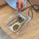 Fashion Women Solid Color Clear Messenger Bag Chain Small Handbags (White)