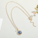 Evil Eye Pendant Necklace Chain - Third Blue Eyes Amulet Ojo Dainty Necklac