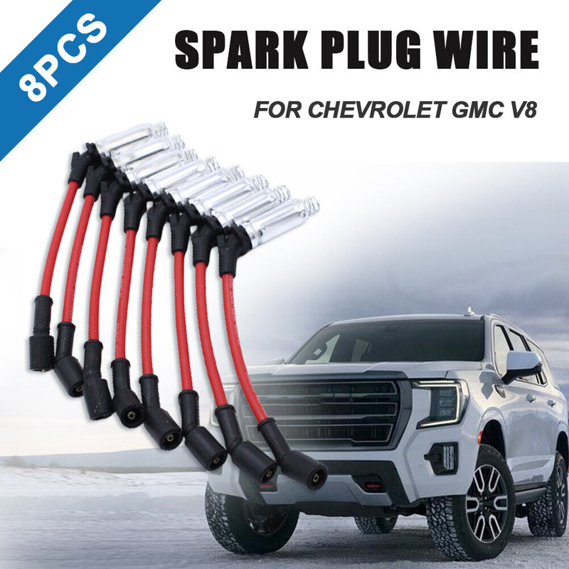 8x Car Engine Spark Plug Ignition Wire Cable Kit for Chevrolet GMC V8 2000-20