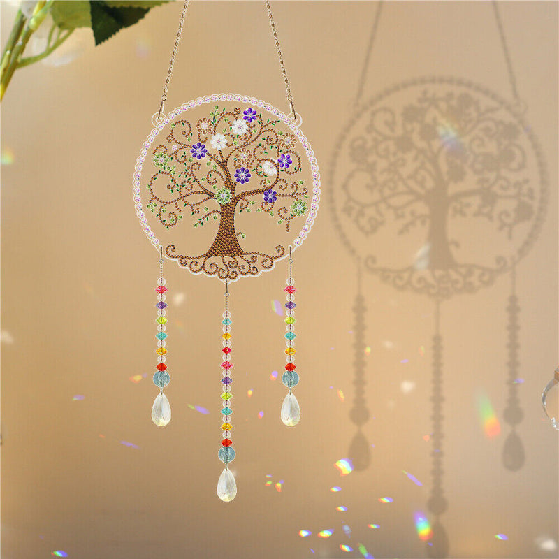 DIY Crystal Prism Teardrop Pendant Diamond Painting Kit Wind Chime (PFL12) Newly