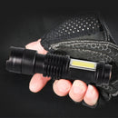 zoom COB side light Zoomable Torch Lamp USB Charging LED Glare Glashlight