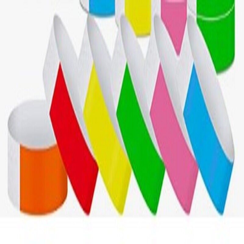 1600 DuPont paper bracelets 6 colors (red orange yellow green pink bl)