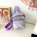 Cute Cartoon Print Chest Bag Children Hats Nylon Messenger Bags (Purple)