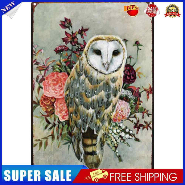 Flower Owl Retro Metal Plate Tin Sign Plaque Poster Wall Home Decor Iron Paints