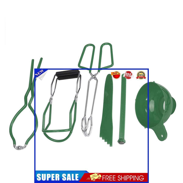 Canning Kit, Canning Jar Lifter with Grip, Anti-Scald Clip, 6pcs (Green)