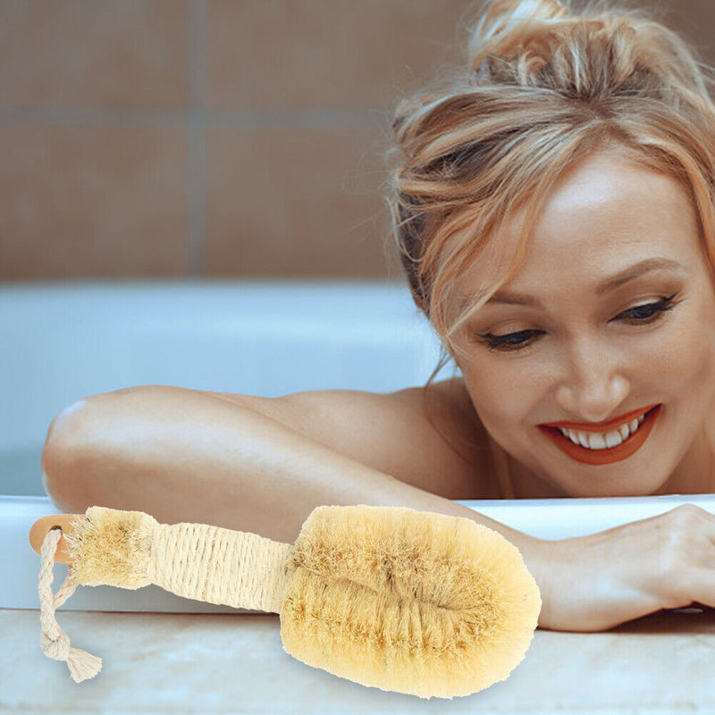 Bathroom Cleaning Brush Wooden Handle Plant Fiber Shower Exfoliating Scrub