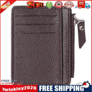 Women Retro Leather Coin Purse Litchi Pattern Men Card Holder (Dark Brown)