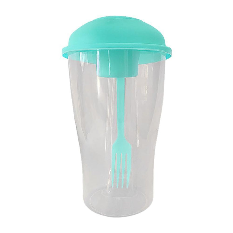 Portable Cup with Fork - Low-cal Food Container for Cereal Oatmeal (Blue)