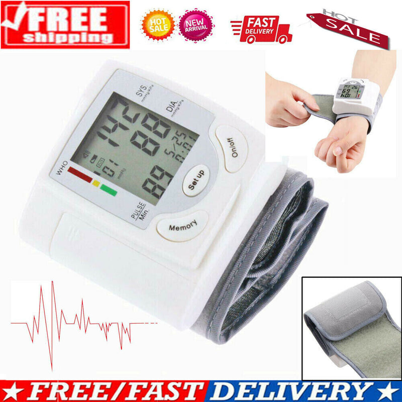 Automatic Digital Wrist Blood Pressure Monitor Heart Rate Tester Measure Machine