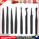 8pcs Portable Black Anti-static Plastic Tweezer Heat Resistant Repair Tool Newly