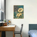 DIY Blue Printed Flowers Mosaic Full Round Diamond Drawing Handmade Rhinestone