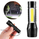 LED Lighting Torch Lamp USB Rechargeable COB Side Light Mini Glare Flashlight