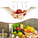 Hanging Fruit Hammock Fruit Basket with Hooks Under Cabinet (Beige 30x50cm)